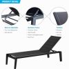 Emoti Outdoor Chaise Lounge Chair;  Sunlounge with padding Black Frame;  Set of 2;  Aluminum