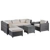 8 Piece Rattan Sectional Seating Group with Cushions, Patio Furniture Sets, Outdoor Wicker Sectional