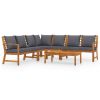 6 Piece Patio Lounge Set with Cushion Solid Acacia Wood