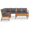 6 Piece Patio Lounge Set with Cushion Solid Acacia Wood