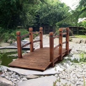 Arch Bridge Small Wooden Bridge Courtyard Outdoor Anticorrosive Wood Landscape Bridge Carbonization Color