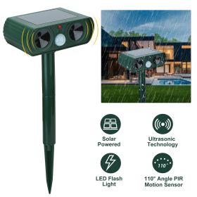 Ultrasonic Animal Repeller Solar Powered Motion Sensor Repellent IPX4 Waterproof Outdoor For Farm Garden Yard Repelling Deer Raccoon Cat Dog Rabbit Sq