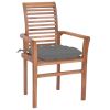 Dining Chairs 6 pcs with Gray Cushions Solid Teak Wood