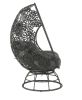 ACME Hikre Patio Lounge Chair & Side Table, Clear Glass, Charcaol Fabric & Black Wicker 45113