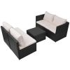 5 Piece Patio Lounge Set with Cushions Poly Rattan Black