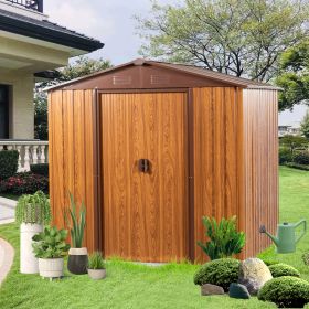 6 Ft. W X 6 Ft. D Metal Storage Shed Appealing horizontal siding in woodgrain with coffee trim to complement