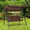 Outdoor 3-Seat Porch Swing with Adjust Canopy and Cushions