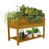 Raised Garden Bed Planter Box with Legs & Storage Shelf Wooden Elevated Vegetable Growing Bed for Flower/Herb/Backyard/Patio/Balcony 48.5x30x24.4in