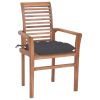 Dining Chairs 4 pcs with Anthracite Cushions Solid Teak Wood