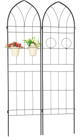 2 Pack Metal Garden Trellis 78.7" x 19.7" Rustproof Trellis for Climbing Plants Outdoor Flower Support Black