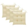 Patio Chairs with Cream White Cushions 4 pcs Solid Teak Wood