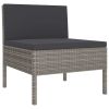 3 Piece Patio Lounge Set with Cushions Poly Rattan Gray