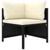 9 Piece Patio Lounge Set with Cushions Poly Rattan Black