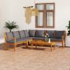 6 Piece Patio Lounge Set with Cushion Solid Acacia Wood