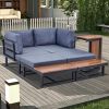 5-Piece Patio Sectional Sofa Set Couch Furniture Aluminum Frame built in table With Cushions and a end table