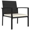 Patio Dining Chairs 2 pcs Poly Rattan Black