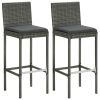 3 Piece Patio Bar Set with Cushions Gray