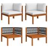 Patio Corner Sofas 2 pcs with Cushions Solid Acacia Wood