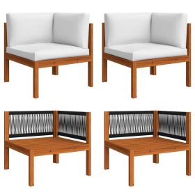 Patio Corner Sofas 2 pcs with Cushions Solid Acacia Wood