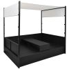 Patio Bed with Canopy Black 74.8"x51.2" Poly Rattan