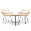 3 Piece Patio Dining Set Poly Rattan