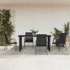 5 Piece Patio Dining Set Black Steel and Textilene