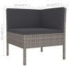 3 Piece Patio Lounge Set with Cushions Poly Rattan Gray