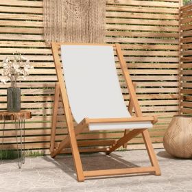 Deck Chair Teak 22.1"x41.3"x37.8" Cream