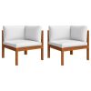 Patio Corner Sofas 2 pcs with Cushions Solid Acacia Wood