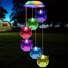 1 Pack, Wind Chimes,Owl Solar Wind Chimes For Outside, Waterproof LED Solar Powered Memorial Wind Chimes With Lights, Housewarming Gifts For Garden Ou