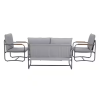 Outdoor Deep Seating Conversation Sofa Set, 4-Pieces Patio Metal Furniture with Light Gray Cushions