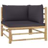 6 Piece Patio Lounge Set with Dark Gray Cushions Bamboo