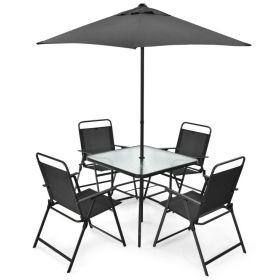 6 Pieces Patio Dining Set with Umbrella