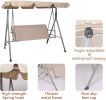 Bosonshop 3 Person Outdoor Porch Patio Swing Chair with Stand and Waterproof Canopy All Weather Resistant Swing Bench;  Beige