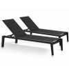 Emoti Outdoor Chaise Lounge Chair;  Sunlounge with padding Black Frame;  Set of 2;  Aluminum