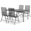 5 Piece Patio Dining Set Anthracite Steel