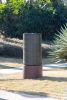 44" Tall Large Modern Cylinder Ribbed Tower Water Fountain With Rustic Base, Contemporary Antique Green Copper Finish Outdoor Bird Feeder / Bath Cemen