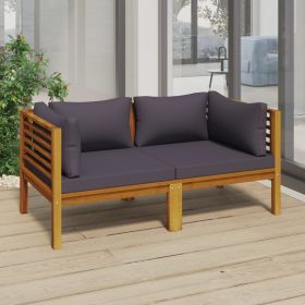 2-Seater Patio Sofa with Cushion Solid Acacia Wood