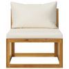 3 Piece Patio Lounge Set with Cream Cushions Solid Acacia Wood