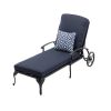 Chaise Lounge Outdoor Chair with Navy Blue Cushions, Aluminum Pool Side Sun Lounges with Wheels Adjustable Reclining, Patio Furniture Set