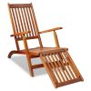 Patio Deck Chair with Footrest Solid Acacia Wood