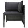 5 Piece Patio Sofa Set with Cushions Gray Poly Rattan