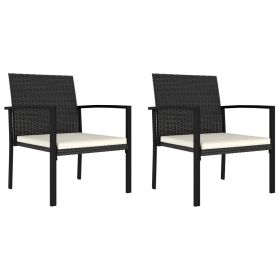 Patio Dining Chairs 2 pcs Poly Rattan Black