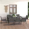 9 Piece Patio Dining Set Poly Rattan Gray