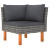 3-Seater Patio Sofa with Cushions Gray Poly Rattan