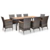 9 Piece Patio Dining Set with Cushions Poly Rattan Gray