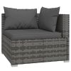 5 Piece Garden Lounge Set with Cushions Poly Rattan Gray