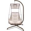 Swing Egg Chair with Stand Indoor Outdoor, UV Resistant Cushion Hanging Chair with Cup Holder, Anti-Rust with Wicker Rattan Frame 350lbs Capacity Hamm