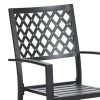 5-Piece Outdoor Patio Dining Set Modern Steel Furniture with 4 Slatted Armchairs and 1 Square Wood-like Table, Black