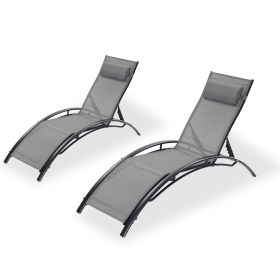 2PCS Set Chaise Lounges Outdoor Lounge Chair Lounger Recliner Chair For Patio Lawn Beach Pool Side Sunbathing